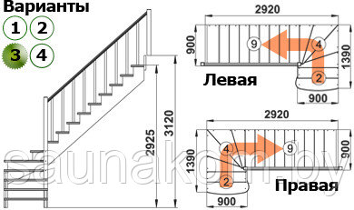 Лестница для дома К-001м/3 - фото 3 - id-p7119053