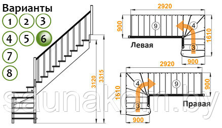 Лестница для дома К-001м/6 - фото 4 - id-p59331255
