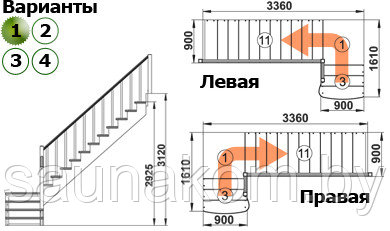 Лестница из сосны К-002м/1 - фото 3 - id-p4429900