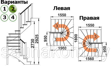 Лестница из сосны К-003м/2 - фото 3 - id-p7119064