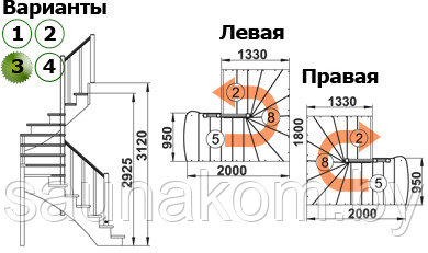 Лестница из сосны К-003м/3 - фото 3 - id-p7119065