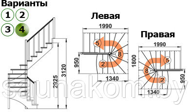 Лестница из сосны К-003м/4 - фото 3 - id-p7119066