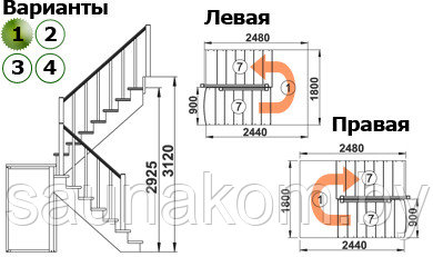 Лестница из сосны К-004м/1 - фото 3 - id-p5201534