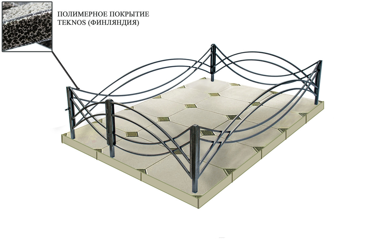 Ограда на кладбище "АЖУР" НЕРЖАВЕЮЩАЯ (заводская) 1,40х2,30 м. - фото 1 - id-p91620036