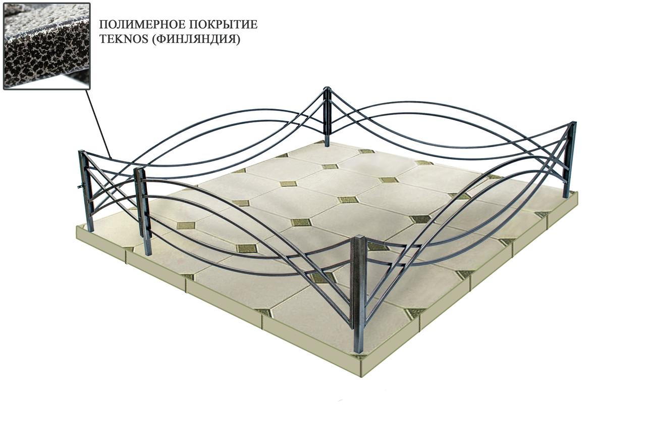 Ограда на кладбище "АЖУР" НЕРЖАВЕЮЩАЯ (заводская) 2,00х2,30 м. - фото 1 - id-p91665561