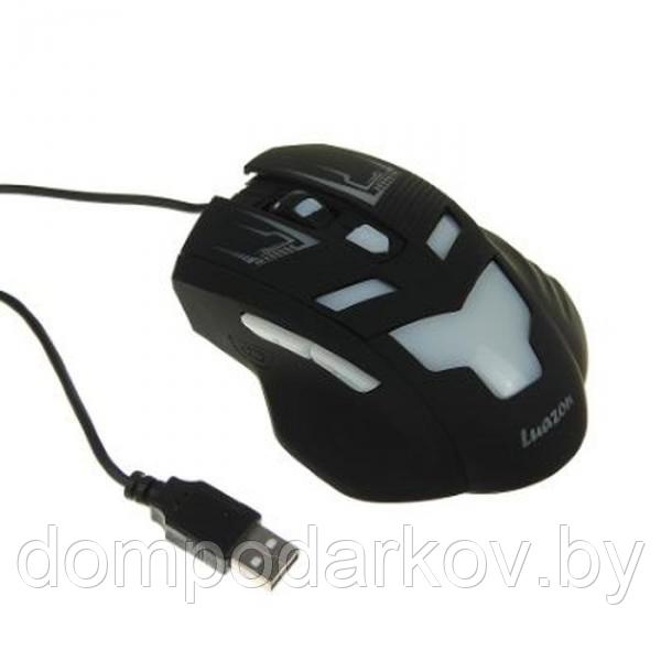 Мышь LuazON L-062, игровая, проводная, оптическая, подсветка, 3600 dpi, USB, черная - фото 1 - id-p91945600