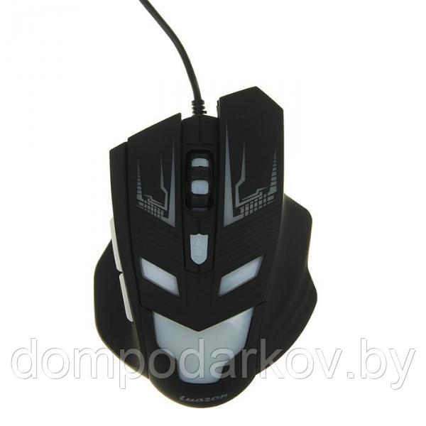 Мышь LuazON L-062, игровая, проводная, оптическая, подсветка, 3600 dpi, USB, черная - фото 3 - id-p91945600