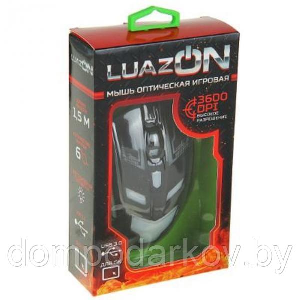 Мышь LuazON L-062, игровая, проводная, оптическая, подсветка, 3600 dpi, USB, черная - фото 5 - id-p91945600