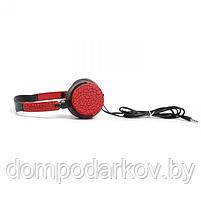 Наушники накладные LuazON LV-150, микрофон на проводе, красно/черные, фото 3