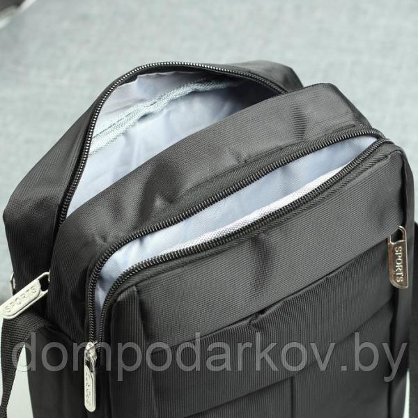 Планшет мужской, 2 наружных кармана, регулируемый ремень, цвет чёрный - фото 3 - id-p91945609