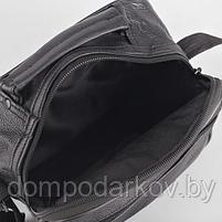 Сумка мужская, отдел на молнии, 3 наружных кармана, регулируемый ремень, цвет чёрный, фото 5