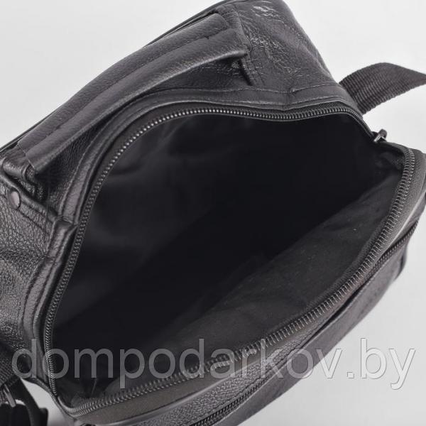 Сумка мужская, отдел на молнии, 3 наружных кармана, регулируемый ремень, цвет чёрный - фото 5 - id-p91945893