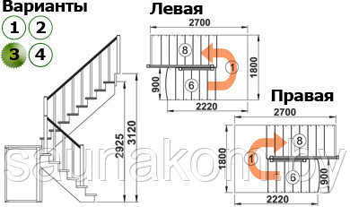 Лестница из сосны К-004м/3 - фото 3 - id-p7119069