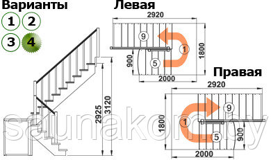 Лестница из сосны К-004м/4 - фото 3 - id-p7119070