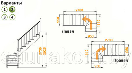 Лестница из сосны К-031м/2 - фото 3 - id-p91968553