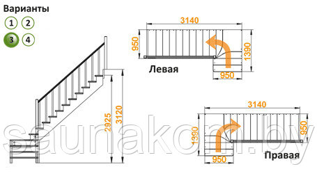 Лестница из сосны К-031м/3 - фото 3 - id-p91968566