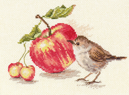 Набор для вышивания крестом «Птичка и яблоко». - фото 1 - id-p91969567