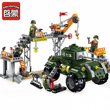 Детский конструктор брик BRICK арт. 1712 "Ремонтная база и броневик" аналог Лего Lego Военная серия - фото 2 - id-p91985491