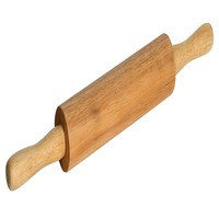 Скалка деревянная бук 50см профессиональная с крутящейся ручкой, фото 2