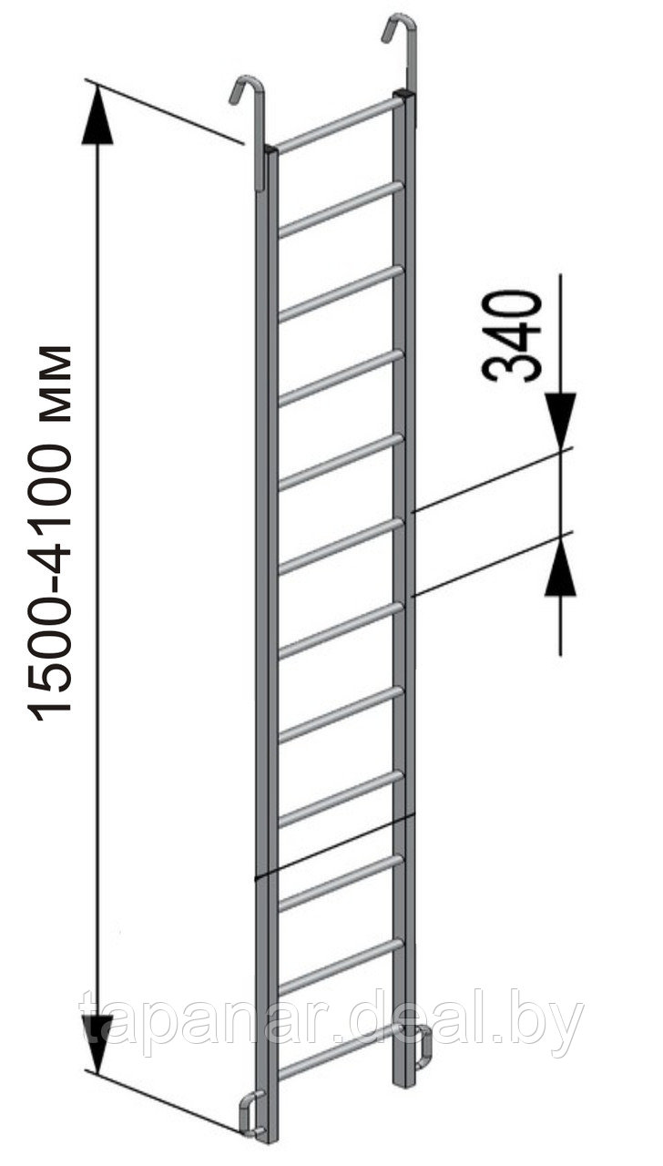 Лестница навесная алюминиевая с кронштейнами ЛНАстк-1.5 - фото 1 - id-p92007032