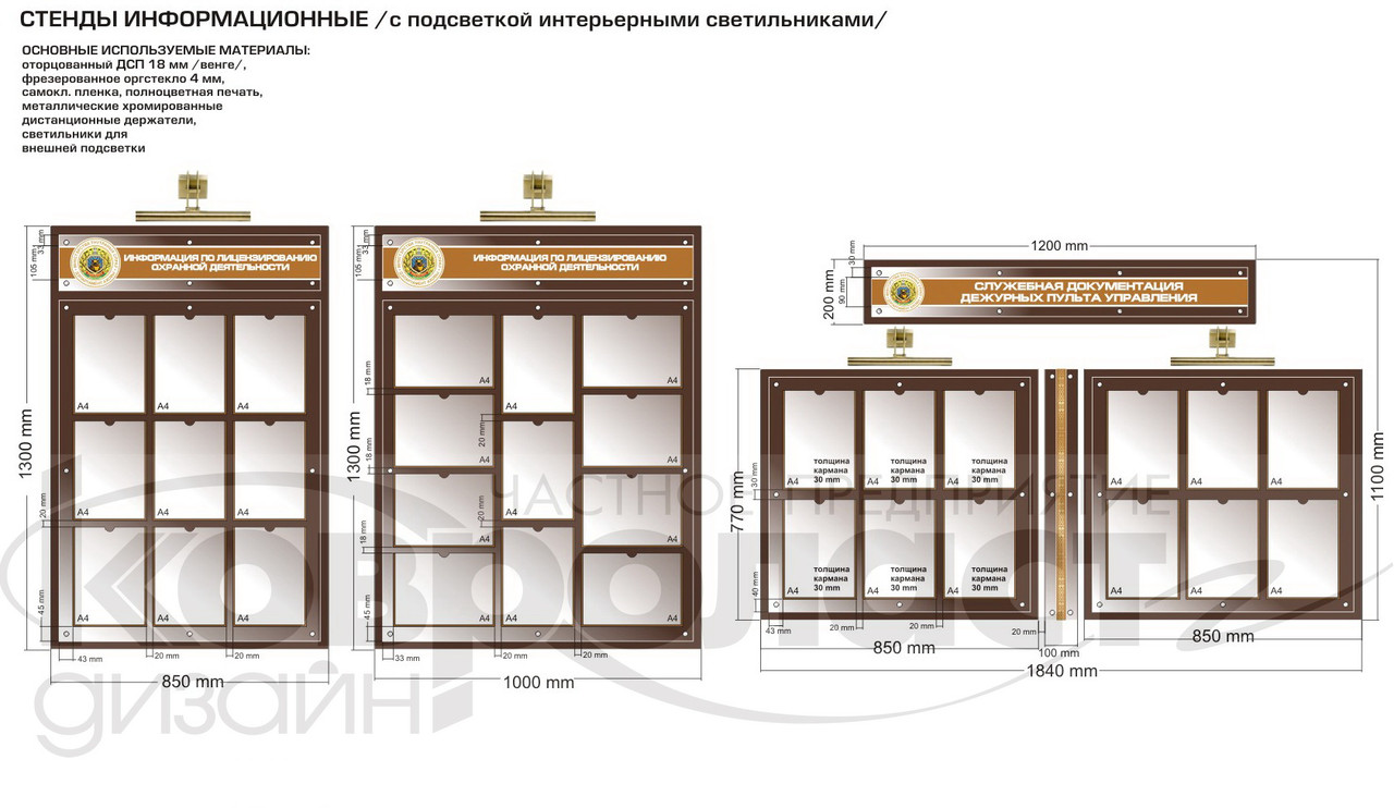 Стенды из оргстекла на основании ДСП