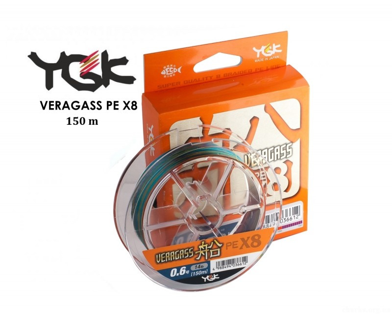 Шнур плетёный YGK Veragass PE x8 150m Диаметр: #0.6 / 5.4kg - фото 1 - id-p92069738