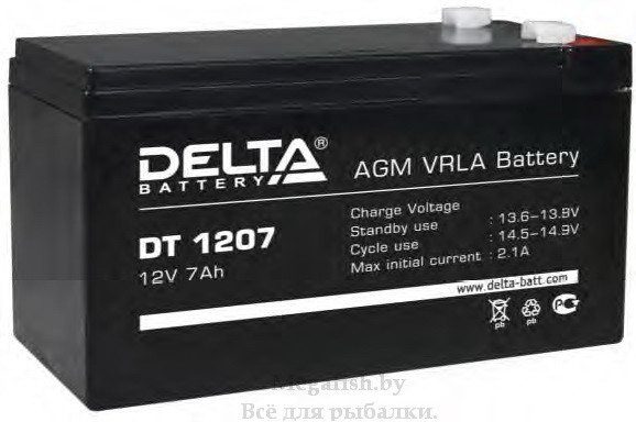 Аккумулятор свинцовый герметичный и необслуживаемый Delta DT 1207 7AH, 12V - фото 1 - id-p92070375