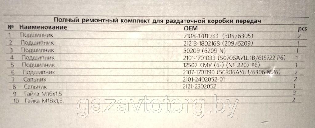 Ремкомплект раздаточной коробки ВАЗ-2121, 21213 Нива (подшип,манжеты,сальник)(к-т) "TRIALLI" CTS821 - фото 2 - id-p86377644