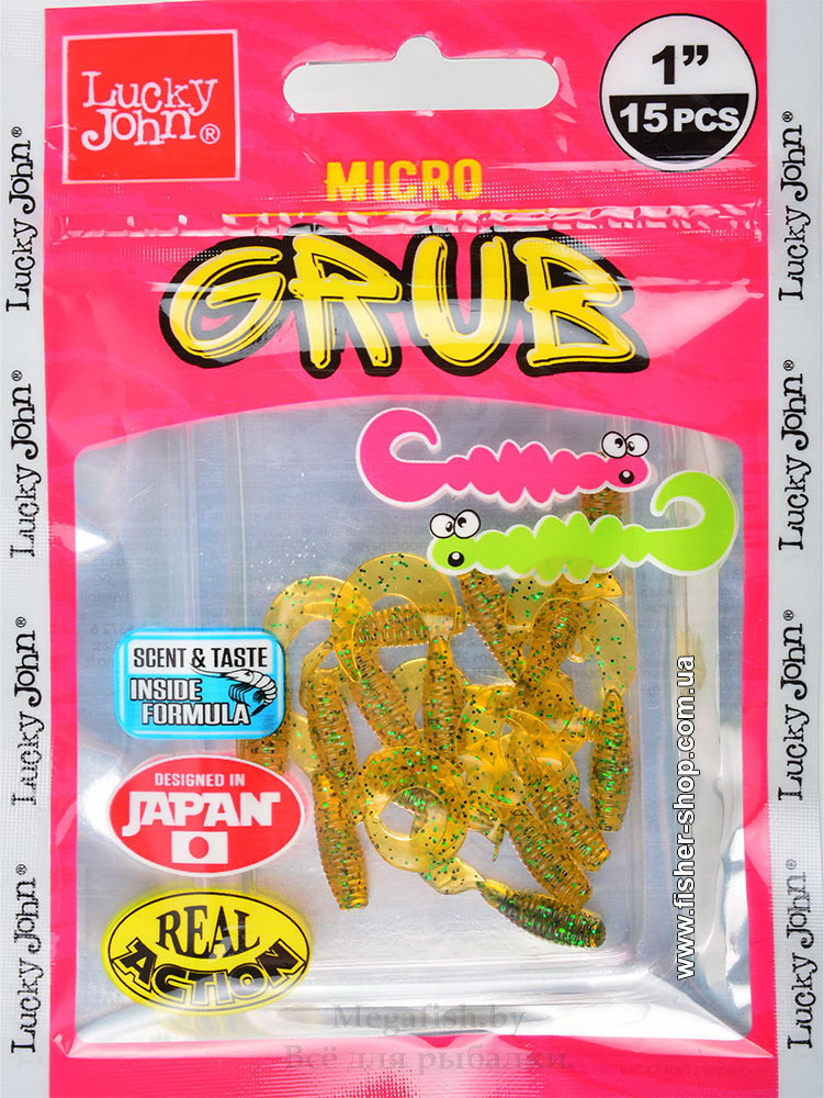 Твистер Lucky John Pro Series Micro Grub 1.0" (2.5см, в упаковке 15шт) 026 - фото 4 - id-p92077915
