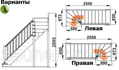 Лестница из сосны ЛС-215м - фото 3 - id-p5201706