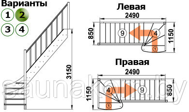 Лестница из сосны ЛС-07м/2 - фото 6 - id-p7119093