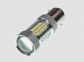 Автолампа светодиодная smd led P21W линза 12/24