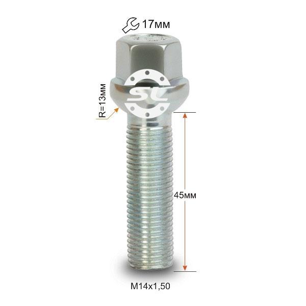 Болт крепления колеса М14x1,5x45 сфера ключ 17 VW, Audi, Mercedes - фото 3 - id-p92143575