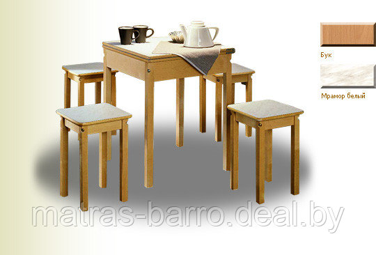 Стол обеденный с выдвижным подстольем (ножки массив/столешница пластик) - фото 1 - id-p92147382