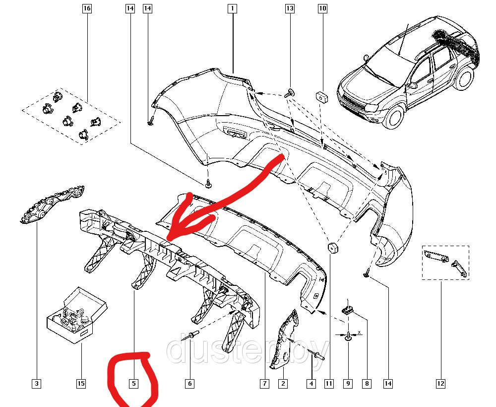 Абсорбер заднего бампера DUSTER Renault Duster 10-15 г - фото 2 - id-p92204253