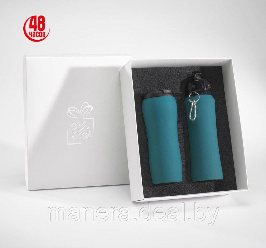 Набор подарочный Colorissimo: термокружка и бутылка для воды, бирюзовый - фото 1 - id-p92208202