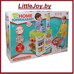 Детский игровой супермаркет тележка,касса,продукты,звук 668-03 (А)