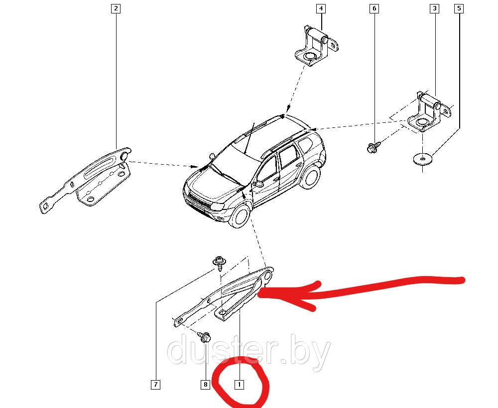 Петля капота левая Renault Duster ASAM (Румыния) - фото 2 - id-p92204294