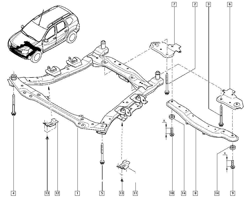 Подрамник передний Renault Duster 10-15 гг НЕ ОРИГИНАЛ