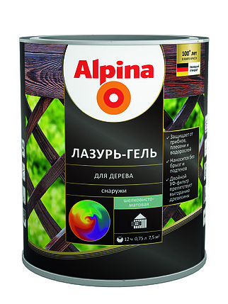 Alpina Лазурь-гель для дерева Бесцветная 0.75 л., фото 2