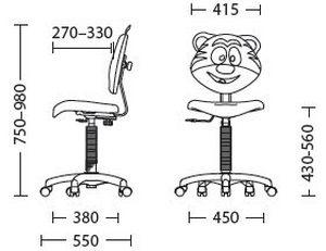 детское компьютерное кресло - размеры регулировки