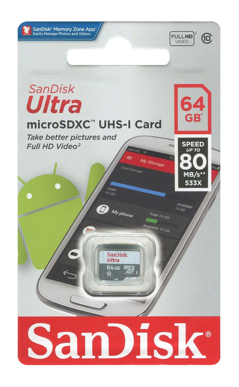 Карта памяти SanDisk Ultra microSDXC 64GB - фото 1 - id-p92330752