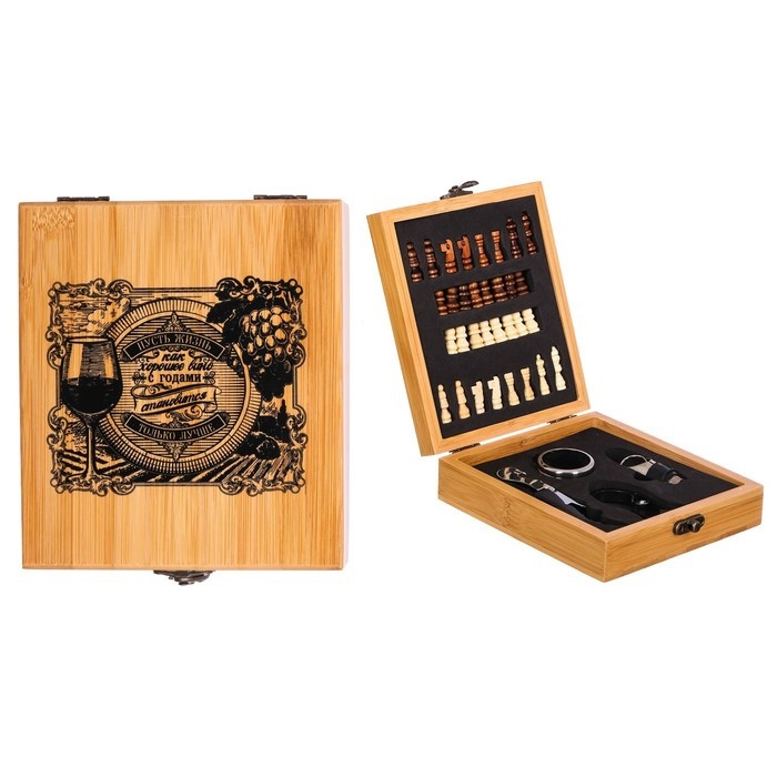 Подарочный набор для вина «Vino» с шахматами - фото 1 - id-p92353670