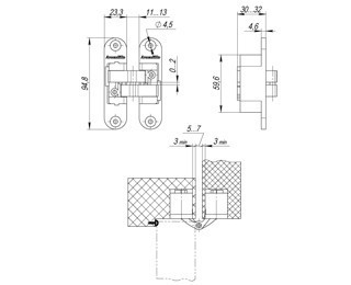 Петля скрытой установки Armadillo Architect 3D-ACH (правая, левая) 40 кг. Хром. - фото 2 - id-p92367985