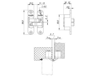 Петля скрытой установки Armadillo Architect 3D-ACH (правая, левая) 40 кг. Матовый Хром. - фото 2 - id-p92368026
