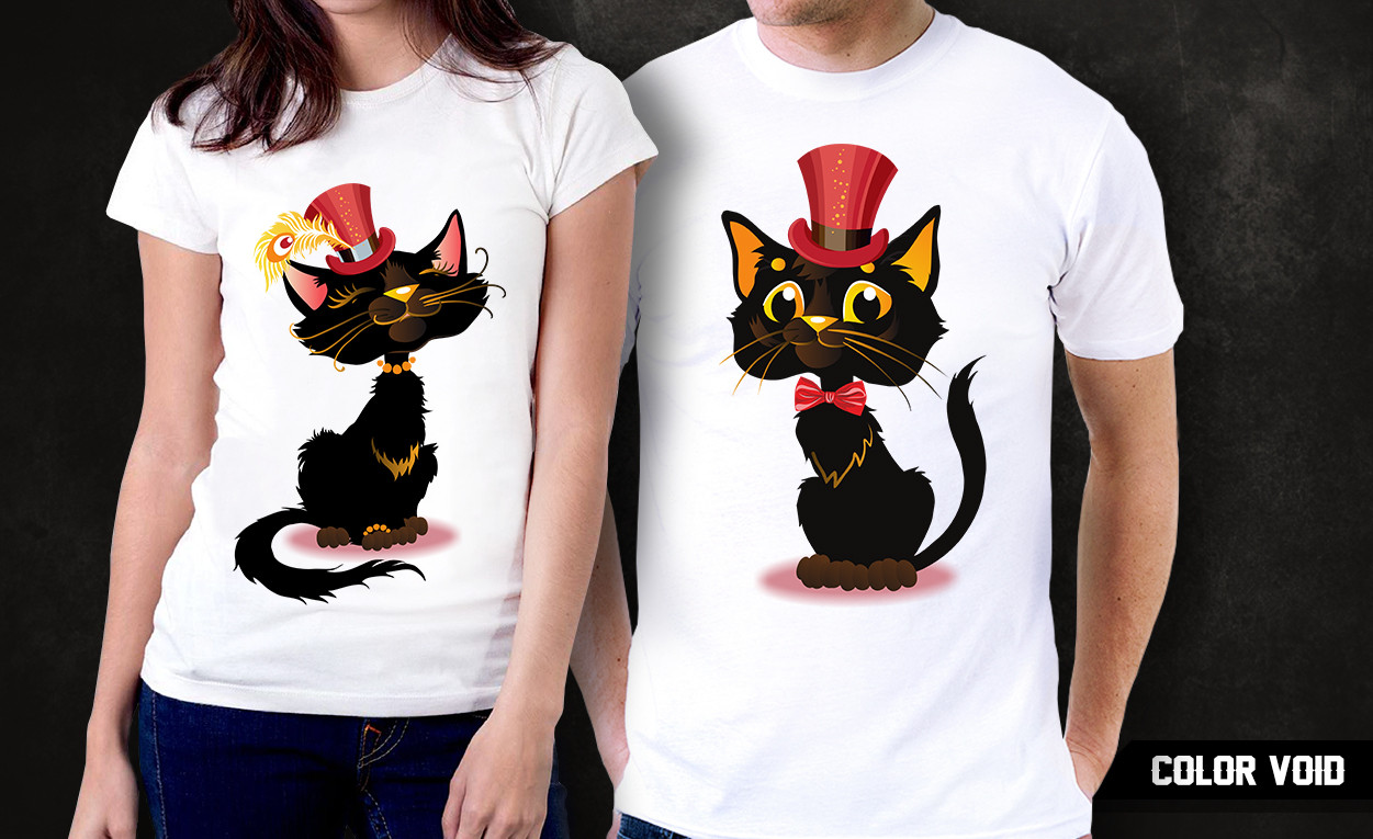 Комплект парных футболок "Черный кот"
