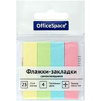 Флажки-закладки OfficeSpace, 50*12мм, 25л*4 пастельных цвета, европодвес