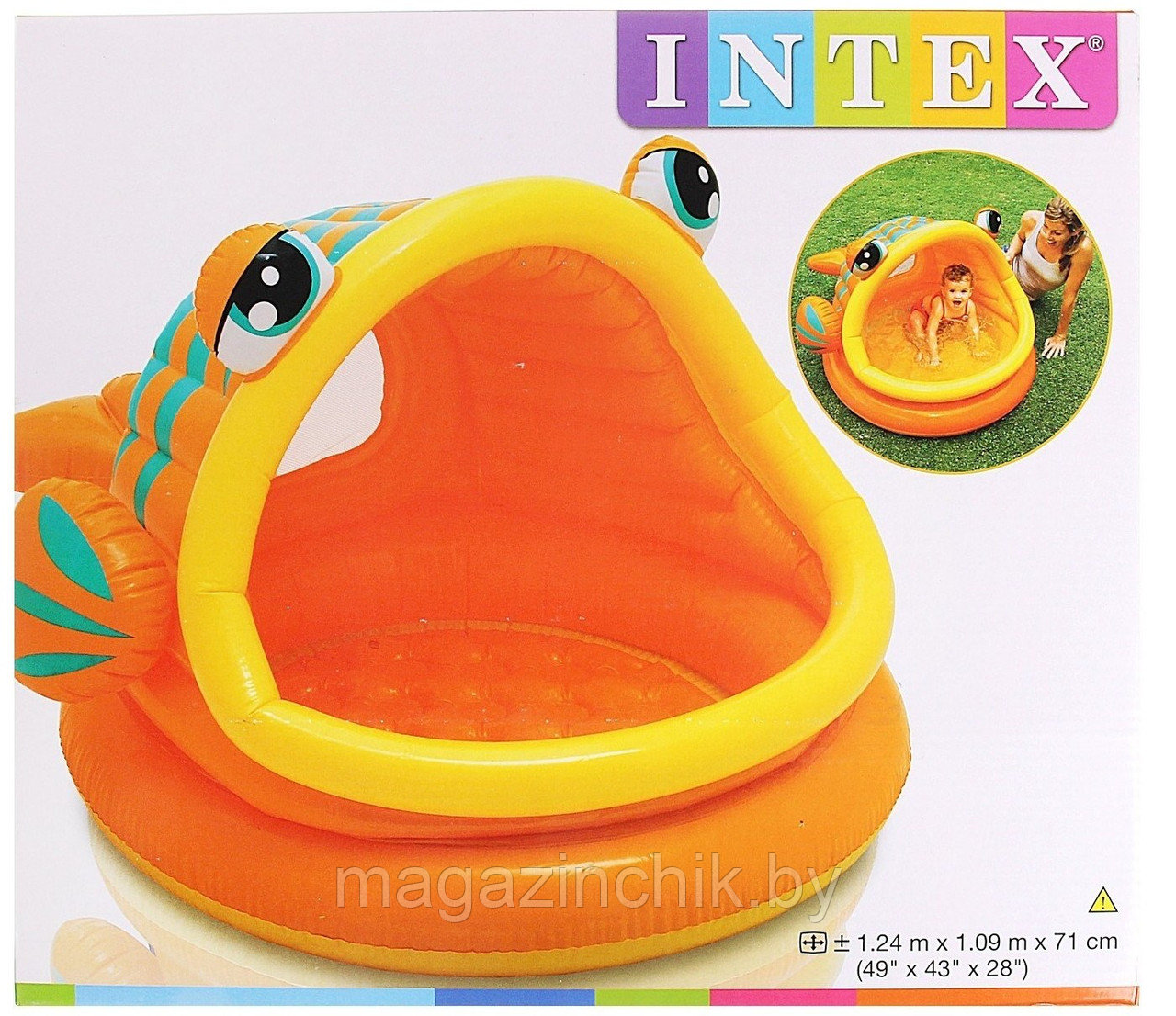 Intex 57109 Детский надувной бассейн Ленивая рыбка с навесом, надувное дно - фото 1 - id-p4509261
