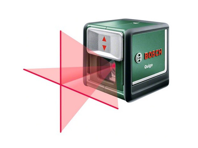 Нивелир лазерный BOSCH QUIGO с держателем в мет. кор. (проекция: крест, до 10 м, +/- 6 мм, резьба 1/4") - фото 1 - id-p92568473