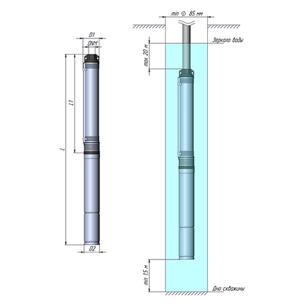 Скважинный насос UNIPUMP 3" ECO VINT 1 0.37, 220 В, фото 2